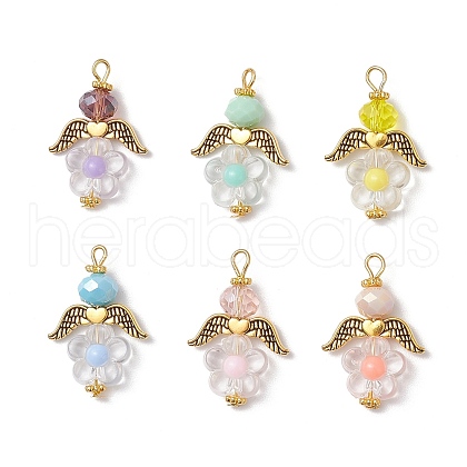 Acrylic Beads with Glass Beads Pendants PALLOY-MZ00699-1