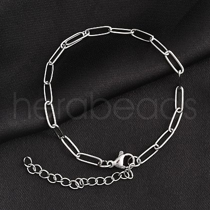 Tarnish Resistant 304 Stainless Steel Paperclip Chain Bracelet for Men Women BJEW-E031-03P-05-1
