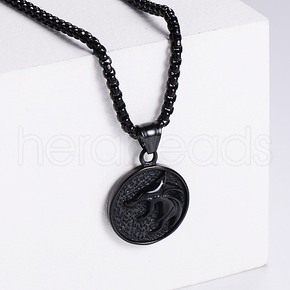 Retro Minimalist Fashion Stainless Steel Fox Pendant Punk Hip-hop Necklaces EJ9775-2-1
