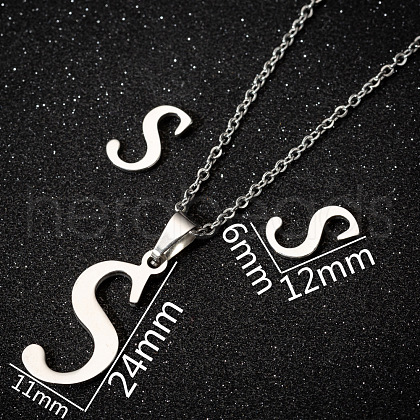 201 Stainless Steel Pendant Necklaces & Stud Earrings Sets WG00841-31-1