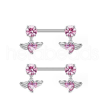 G23 Titanium Pink Cubic Zirconia Nipple Rings WG912A9-33-1