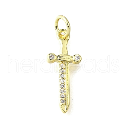 Brass Micro Pave Cubic Zirconia Pendants KK-V007-17G-1