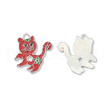 Alloy Enamel Kitten Pendants ENAM-P033-1-1