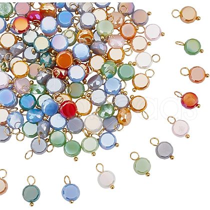 HOBBIESAY 120Pcs Electroplate Opaque Glass Charms FIND-HY0001-36-1