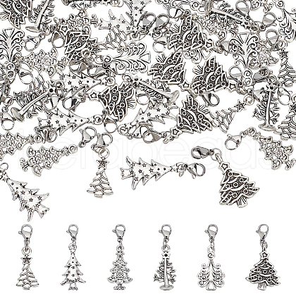Christmas Trees Alloy Pendant Decoration HJEW-FG00005-1