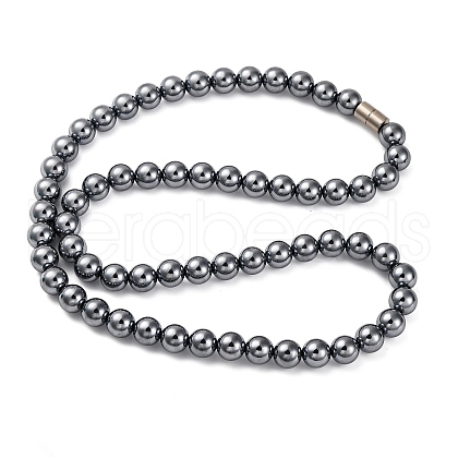 8mm Round Terahertz Stone Beaded Necklaces NJEW-H045-02-1