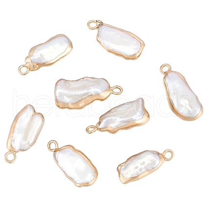 BENECREAT 6Pcs Long-Lasting Plated Natural Keshi Pearl Brass Pendants FIND-BC0005-70A-1