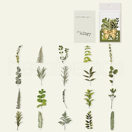 20Pcs Vintage Leaf PET Self-Adhesive Stickers DIY-M077-01C-1