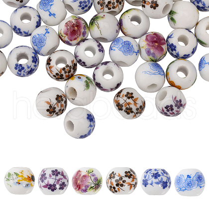 Globleland 210Pcs 6 Style Handmade Porcelain Beads PORC-GL0001-01-1