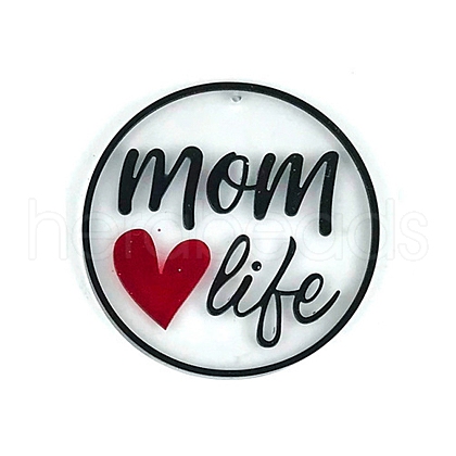 DIY Mother's Day Theme Flat Round Pendant Silicone Molds SIMO-H010-02C-1