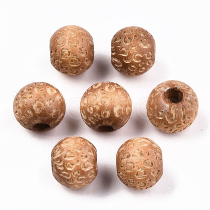Painted Natural Wood Beads WOOD-T021-53A-09-1