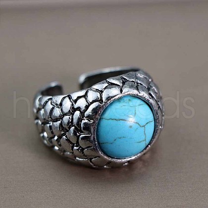Men's Fashion Synthetic Turquoise Ring Zinc Alloy Hip-hop Ring UA5385-8-1