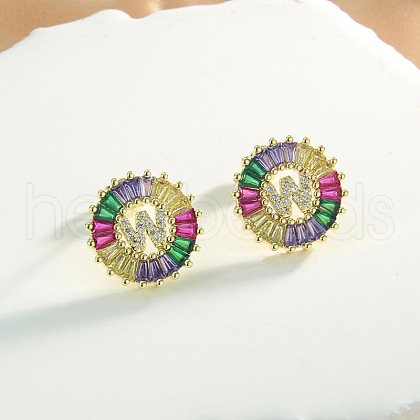 Brass Colorful Cubic Zirconia Stud Earrings WG39B88-23-1