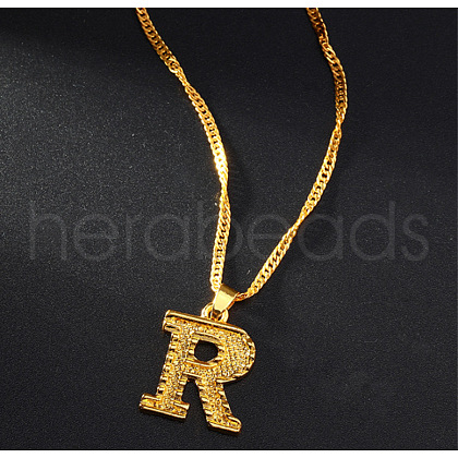 Brass Initial Pendant Necklaces FS-WG68BA5-18-1