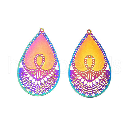 Ion Plating(IP) 304 Stainless Steel Filigree Pendants STAS-S118-088-1