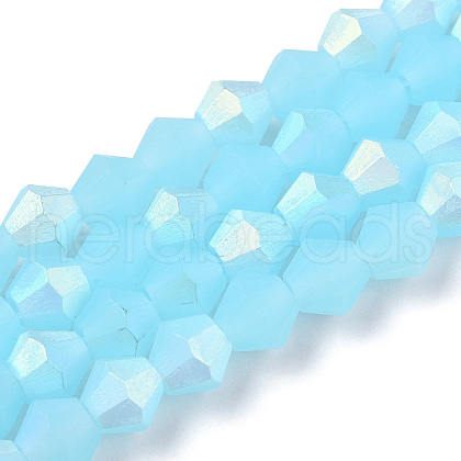 Imitation Jade Bicone Frosted Glass Bead Strands EGLA-A039-J6mm-MB03-1