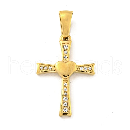 Ion Plating(IP) 304 Stainless Steel Cubic Zirconia Pendants STAS-C102-05G-1