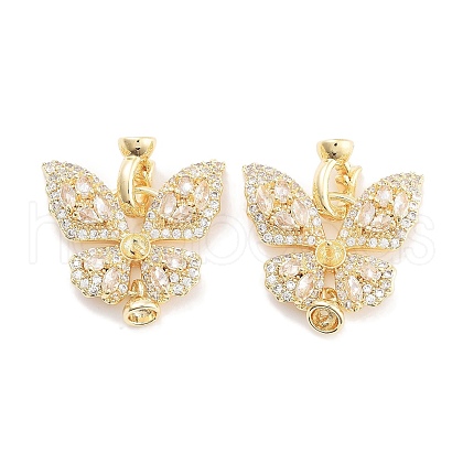 Brass with Cubic Zirconia Fold Over Clasps KK-P271-14G-1