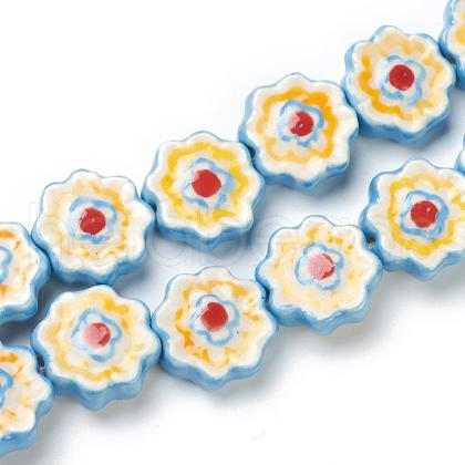 Handmade Porcelain Flower Beads Strands PORC-G006-14A-1