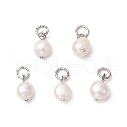 Natural Cultured Freshwater Pearl Potato Charms PALLOY-JF03920-01-1