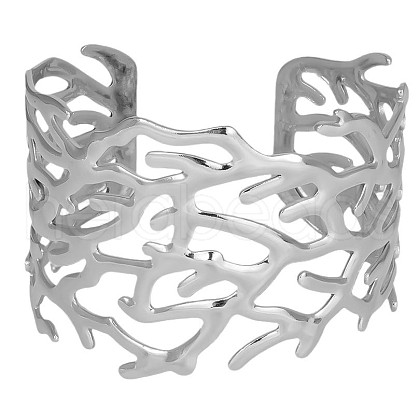 Hollow-out 304 Stainless Steel Cuff Bangles QA6075-1-1