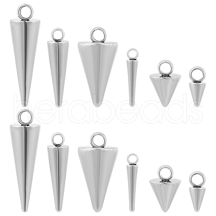 12Pcs 6 Styles 304 Stainless Steel Pendants STAS-LP0001-32-1