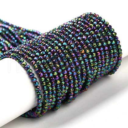 Electroplate Glass Beads Strands GLAA-H021-01B-FP14-1