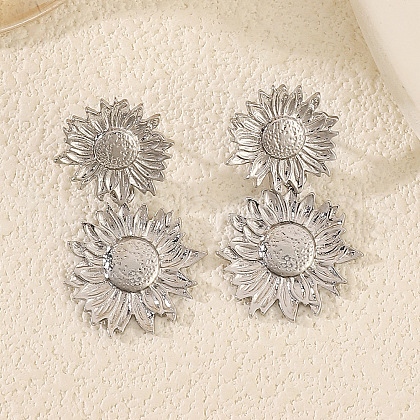 Flower Alloy Dangle Stud Earrings WG3BD20-10-1