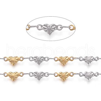 304 Stainless Steel Heart Link Chains STAS-D233-25GP-1
