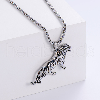 Stainless Steel Tiger Pendant Necklaces for Men LU7758-1