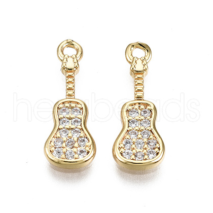 Brass Micro Pave Clear Cubic Zirconia Pendants KK-T056-56G-NF-1