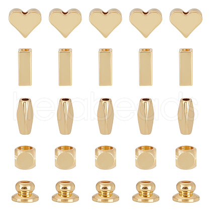 CHGCRAFT 40Pcs 5 Style Brass Bead Caps & Beads KK-CA0001-61G-1
