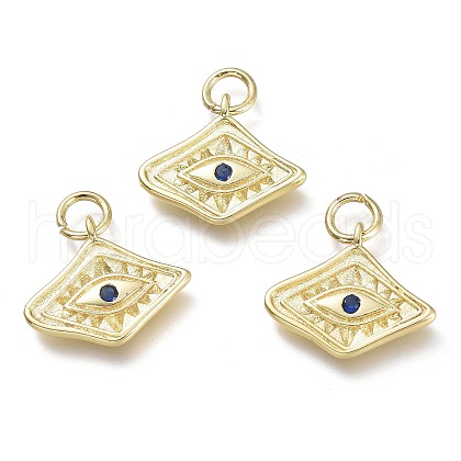 Brass Micro Pave Cubic Zirconia Pendants KK-P188-C05-G-1