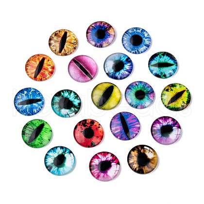 Dragon Eye Half Round/Dome Printed Glass Cabochons GGLA-A002-25mm-AB-1