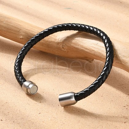 Man's Braided Leather Cord Bracelets BJEW-JB04255-02-1