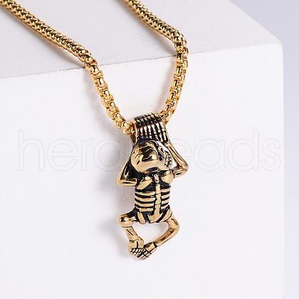 Cool Stainless Steel Skeleton Pendant Necklaces for Fashionable Men II0568-2-1