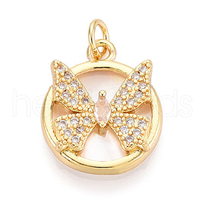 Brass Micro Pave Clear Cubic Zirconia Pendants KK-N268-75G-1