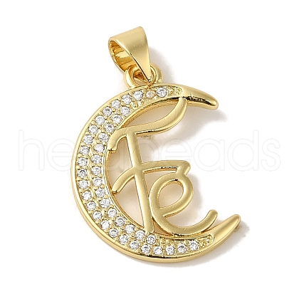 Rack Plating Brass Micro Pave Clear Cubic Zirconia Pendants KK-P267-11F-G-1