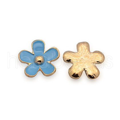 Rose Gold Plated Alloy Enamel Flower Cabochons ENAM-J451-06RG-1