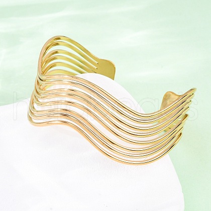 304 Stainless Steel Cuff Bangles for Women BJEW-D306-05G-1