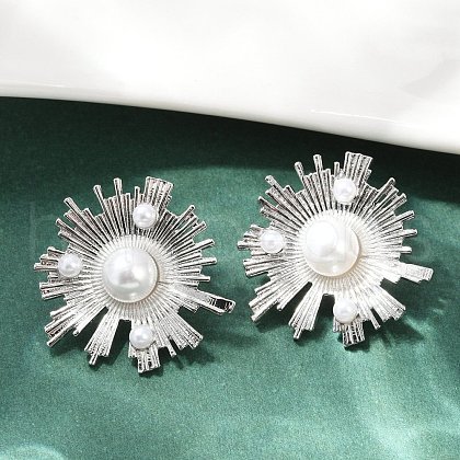 Brass ABS Imitation Pearl Stud Earrings EJEW-M082-06P-1