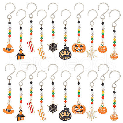 Halloween Theme Alloy Enamel Pendant Decorations HJEW-AB00251-1