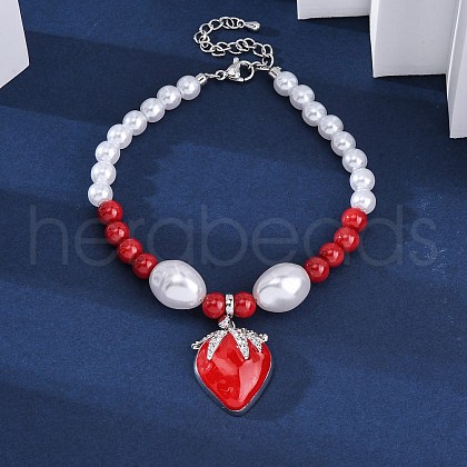 Strawberry Brass Micro Pave Clear Cubic Zirconia Charm Bracelets BJEW-G740-04P-1
