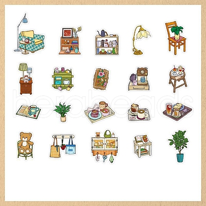40Pcs 20 Styles Paper Stickers AJEW-S040-05B-1
