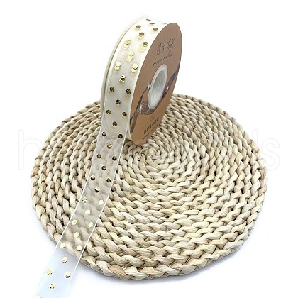 50 Yards Gold Stamping Organza Ribbon PW-WG43948-06-1