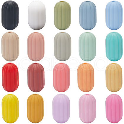 SUNNYCLUE 40Pcs 20 Colors Oval Silicone Focal Beads SIL-SC0002-33-1
