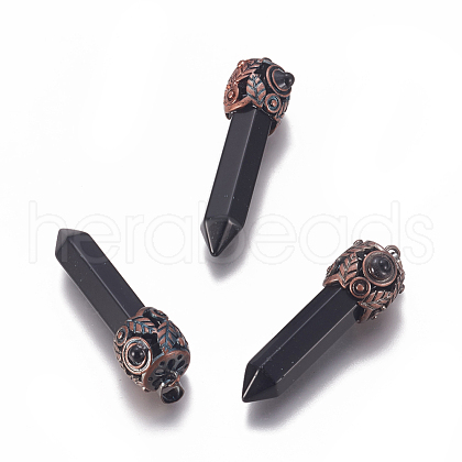 Natural Obsidian Big Pointed Pendants G-K296-C01-1