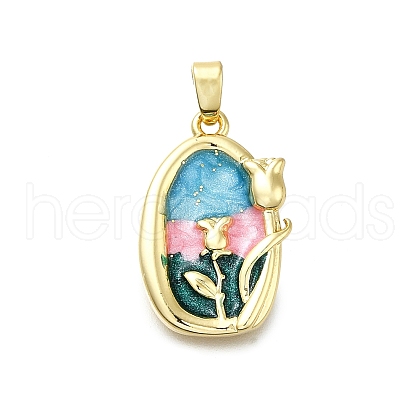 Brass Enamel Pendants KK-K400-28G-1