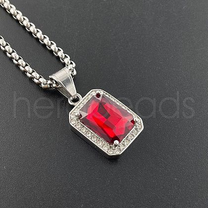 Punk Hip Hop Stainless Steel Rhinestone Pendant Necklaces FP6079-1