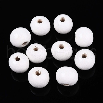 Spray Painted Round Natural Schima Wood Beads WOOD-A018-8mm-30-1